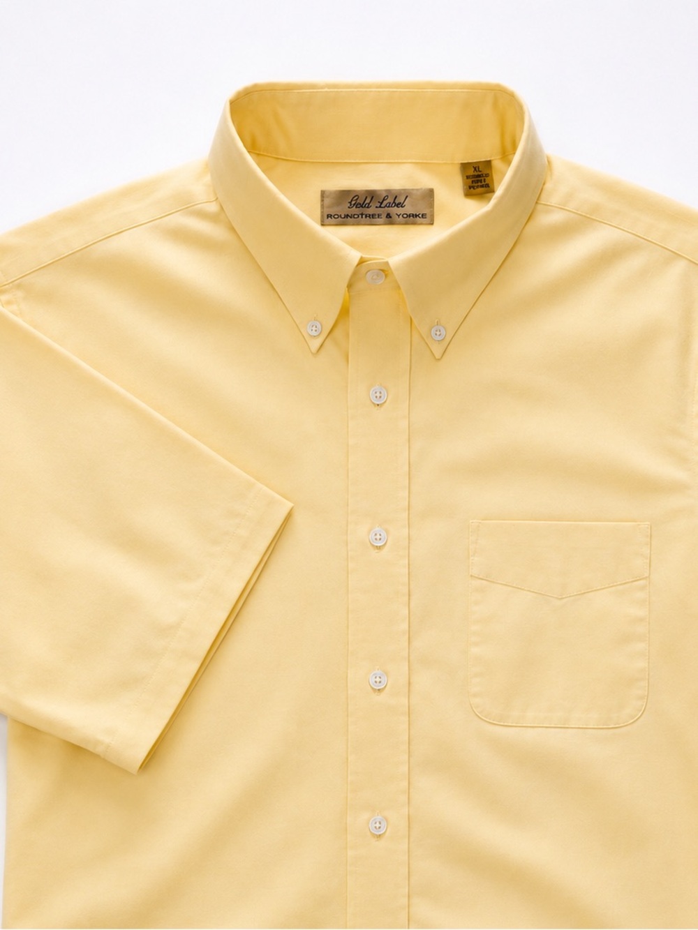 Roundtree & Yorke Gold Label Non-Iron Button-Down Shirt – Men’s XL – Pale Yellow